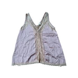 POL Pink Satin Lace Tank Top Size S